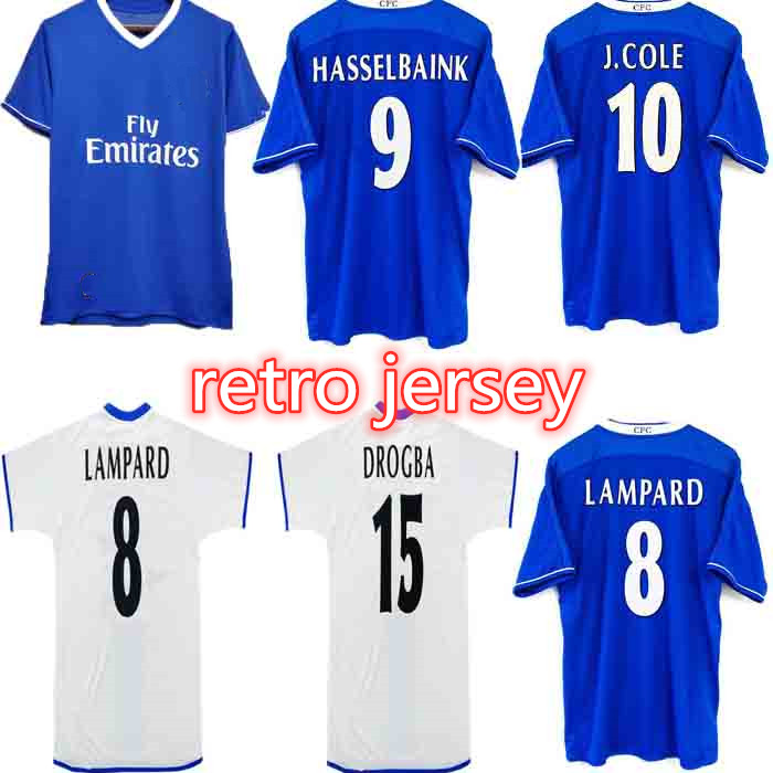 

2003 2005 Lampard Retro Soccer Jerseys Classic 03 05 Drogba Torres Terry Veron Cole Vintage football shirt, Red