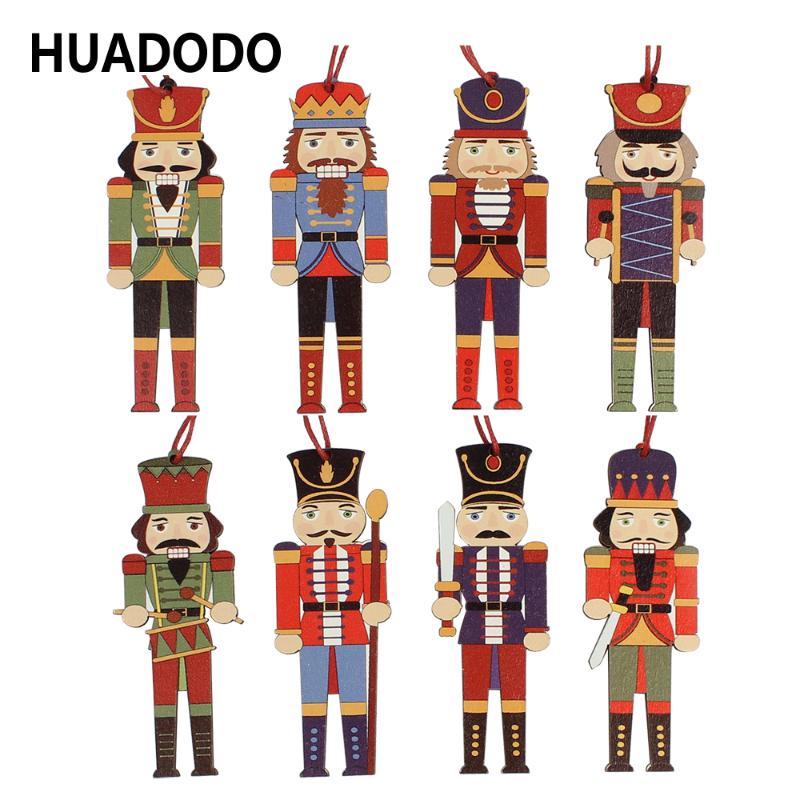 

HUADODO 3Pcs wooden Nutcracker soldier Christmas decoration Pendants Ornaments for Xmas Tree Party New Year Decor Kids Doll