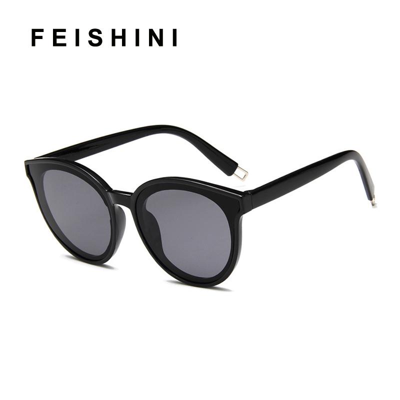 

Feishini Future Fashion Transparent Colour korea Glasses Clear Oval Oculos ladies Plastic Cheap Oversized Sunglasses Women UV400