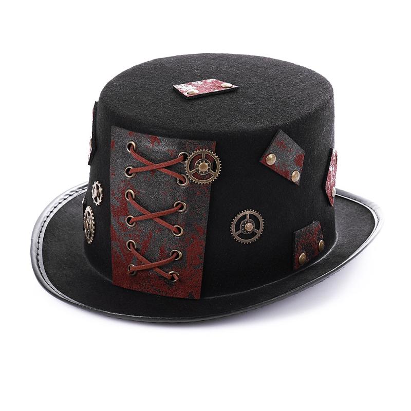 

Men Women Heavy Metal Bowler Retro Gothic Steampunk Hat Top Hat Stage Magic Performance Halloween, Black
