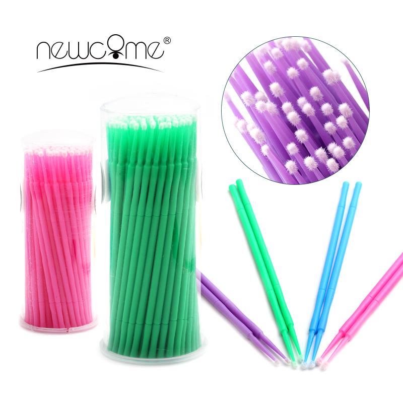 

NEWCOME 100pcs Micro Durable Disposable Swab Lint Individual Eyelash Brush Glue Removing Tools Eyelash Extension Makeup Brush