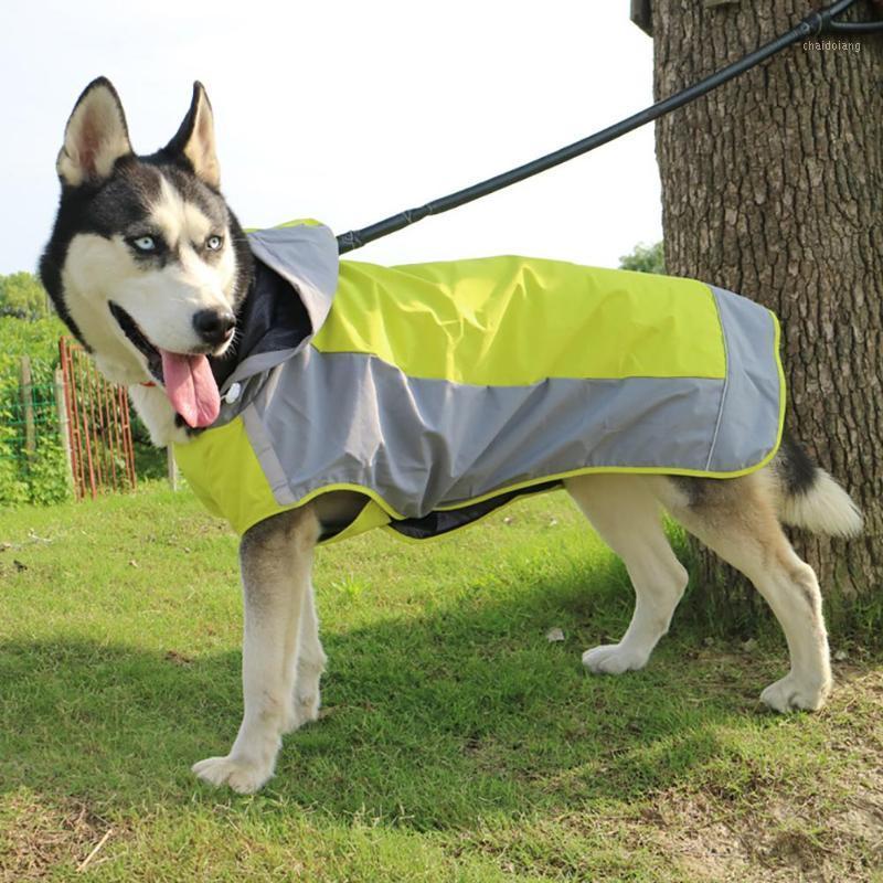 

Pet Dogs Waterproof Windproof Reflective Hooded Raincoat Poncho Rain Jacket Coat1, Yellow