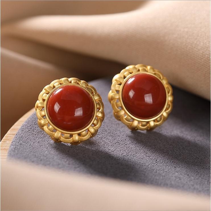 

Stud Designer's Original Epoxy Enamel Porcelain Craft Golden Pattern High-quality Temperament Women's Earrings1