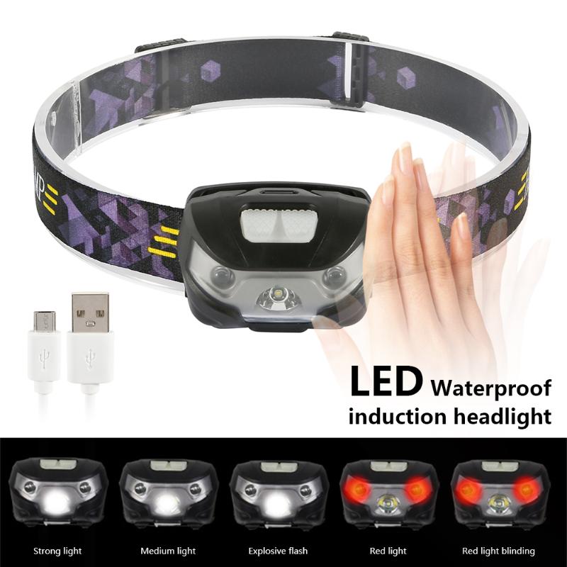 

10000Lm USB Rechargeable Headlamp Led Sensor Headlight Fishing Camping Head Light Led Waterproof Head Lamp
