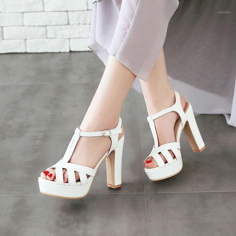 

Black Pink White Beige High Heel Sandals Fashion Peep Toe Block Heels Platform Gladiator Sandals Party Casual Summer Shoes1