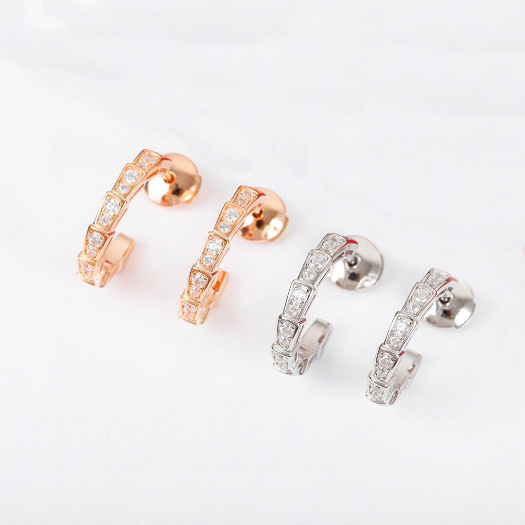 

2022 Luxury quality S925 silver charm half round shape drop earring in two colors plated and diamonds design for women wedding jewelry gift have box stamp PS7454