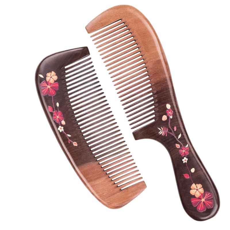 

Wooden Hair Comb-Fine Tooth Comb, Unisex-Static-Free Natural Exfoliating Hair Beard Plucking Wood Comb Peach Wood Comb