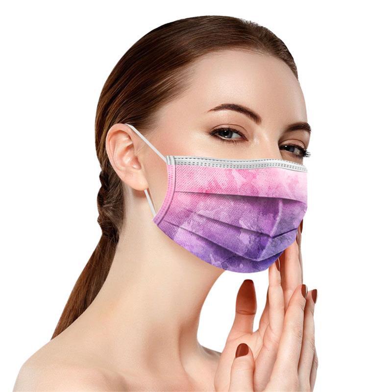 New printing tie dye mask disposable mask spunlaced nonwoven three layer protective filter adult mask with melt blown fabric