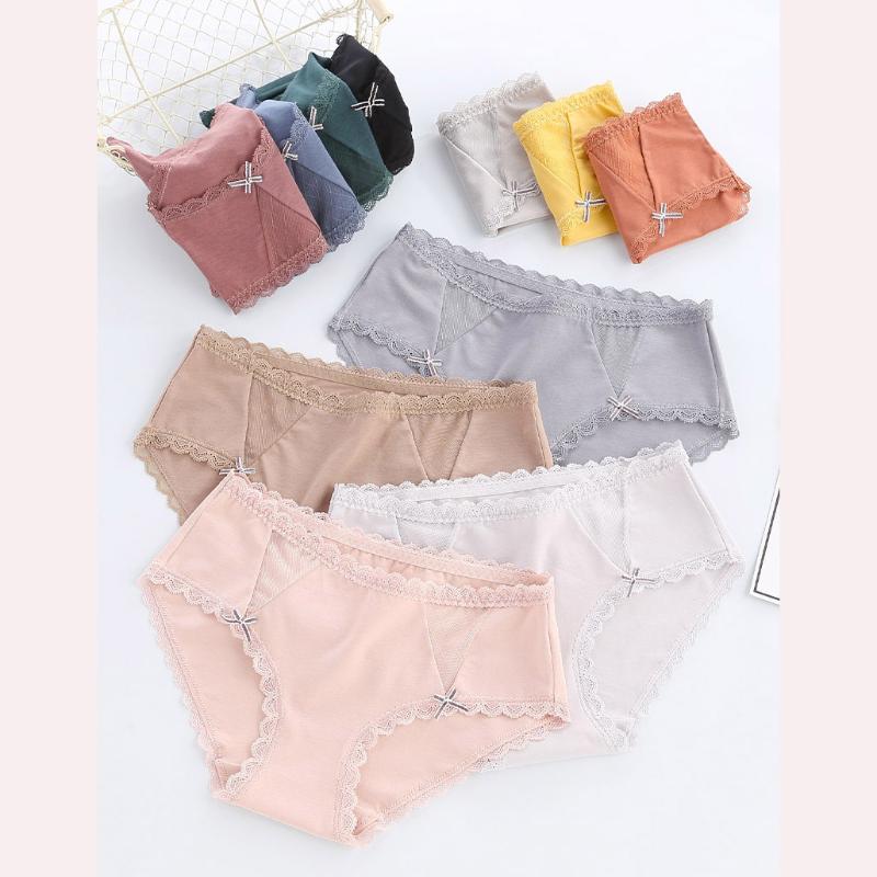 

underwear women lace student briefs high elasticity breathable pants low waist ladies pink sexi panti transparency slavdodowear, Black 1pcs