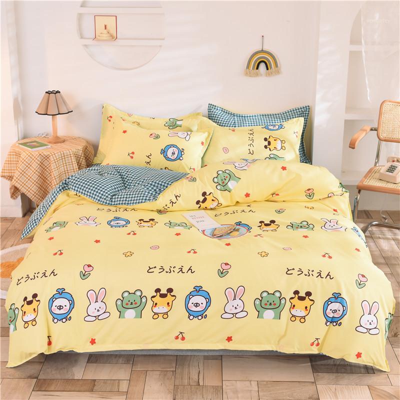 

Cute cartoon animals bedding set duvet cover + flat sheet + pillowcase Home bedding 2/3/4/5pcs bed Bedlinen set1, H43