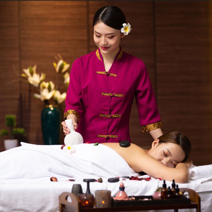 

Southeast Asia Thai massage beautician work clothes female bath technician Uniform health club massage foot therapy Work Uniform, Orange