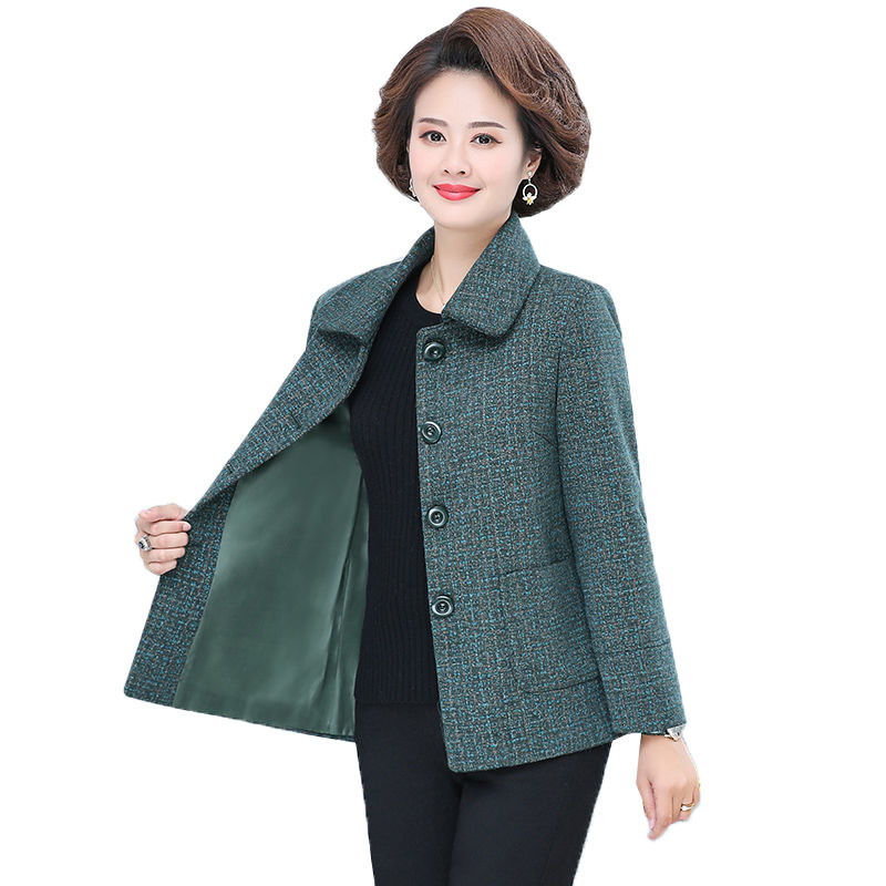 

New Female Mid-autumn Middle-aged Jacket Mother Fashion Short Women's Wool Coats Plus Size Outerwear R844 0uzc, Red wine