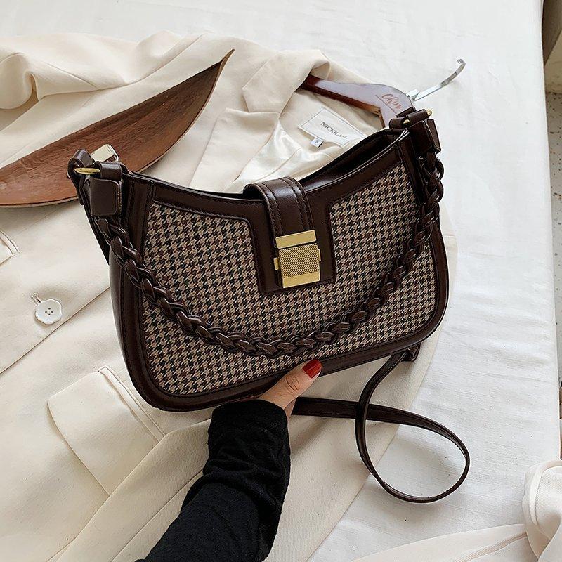 

Hong Kong Style Retro Women's Bag New Fashion Fashion Versatile Shoulder Armpit Bag Crossbody Bags, Small khaki