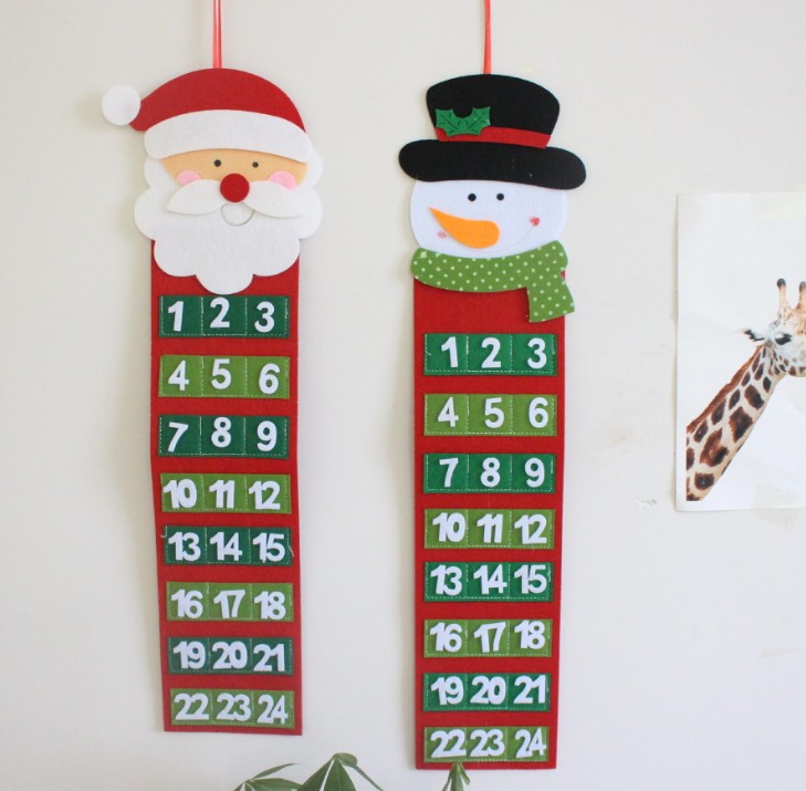 

Christmas tree calendar pendant Christmas decoration creative non woven fabric pendant Christmas Snowman Santa Claus Countdown Calendar