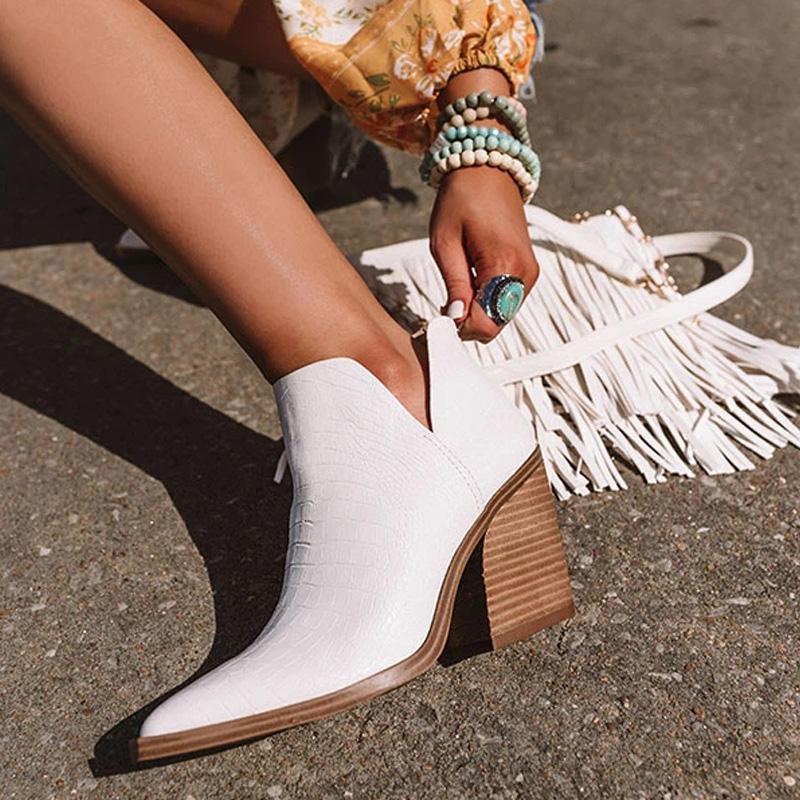 

LITTHING Women Ankle Boots Fashion Boots For Woman Autumn Winter Pointed Toe High Heels Zipper Female Shoes Booties for Females, White