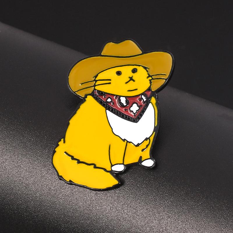 

Pins, Brooches Cowboy Cats Enamel Pin Custom Funny Animal Hat Shirt Lapel Bag Cute Badge Cartoon Kitten Jewelry Gift For Friends