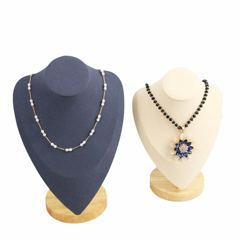 Solid Wood Portrait Necklace Stand Heart-Shaped Necklace Display Stand Counter Model Neck JewelLry Organizr Jewelry Display Rack-image-628839154