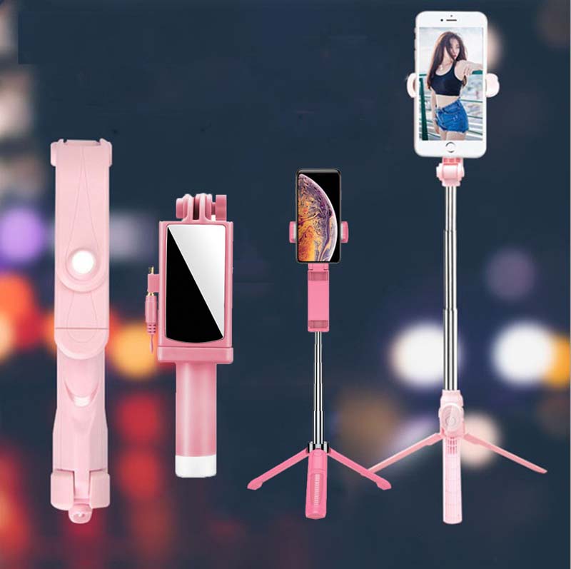 

Foldable Bluetooth selfie live tripod, multi-function mobile phone selfie stick, Aluminum alloy with ABS, 3color