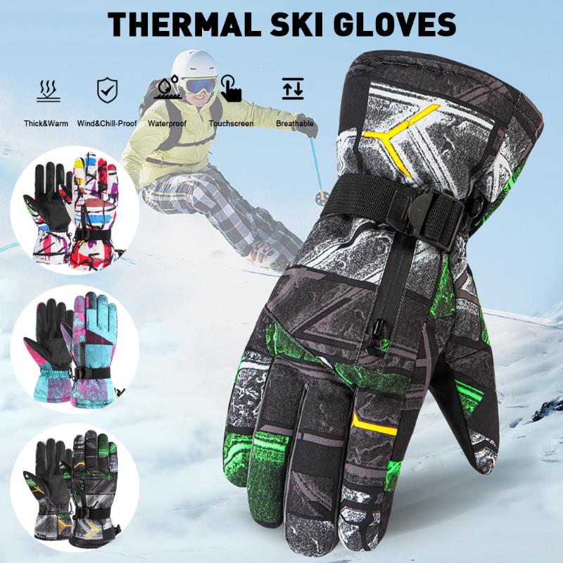

Ski Gloves Waterproof Thermal Warm Gloves for Snowboard Skiing Touch Screen Anti-Slip Fleece for Men Women, Black