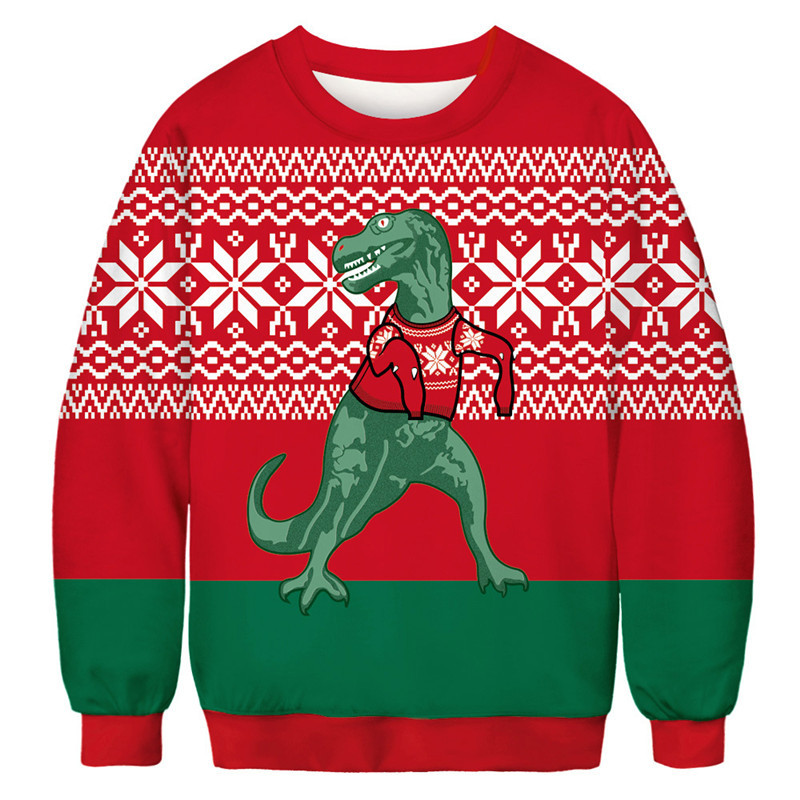 Pullover Suéter feo de la Navidad 3D divertido gato dinosaurio impresas Navidad suéteres Puentes Tops Hombres Mujeres Otoño Invierno 1113 sudadera Pullover Suéter feo de la Navidad 3D divertido gato dinosaurio impresas Navidad suéteres Puentes Tops Hombres Mujeres Otoño Invierno 1113 sudadera