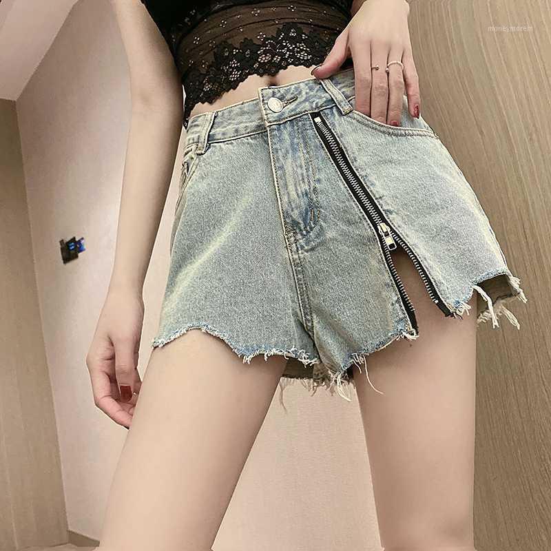 

High Waist Summer 2020 Denim Shorts Women Korean Style Hollow Out Tassel Zipper Ripped Short Jeans Vintage Blue Jean Shorts1, Black