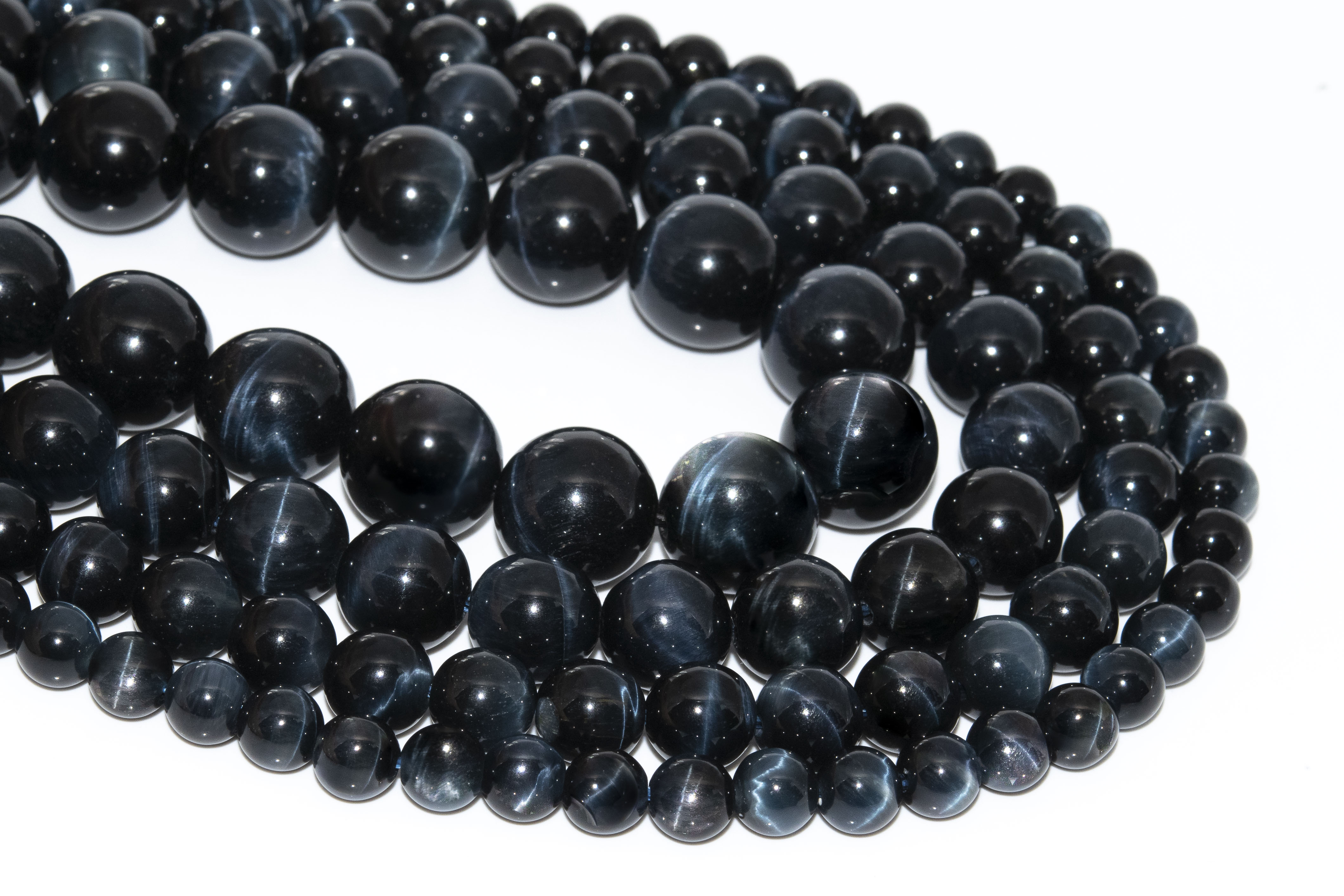 

Blue Tiger Eye Gemstone Loose Beads Round Shape 6mm 7-8mm For Jewelry Making, Black
