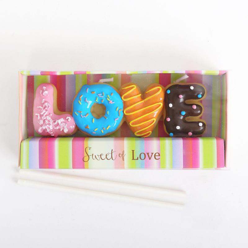 

Party Wedding Dress Up Donuts Birthday Candles Cake Decoration LOVE Romantic Proposal Expression Props Valentine's Day Candles