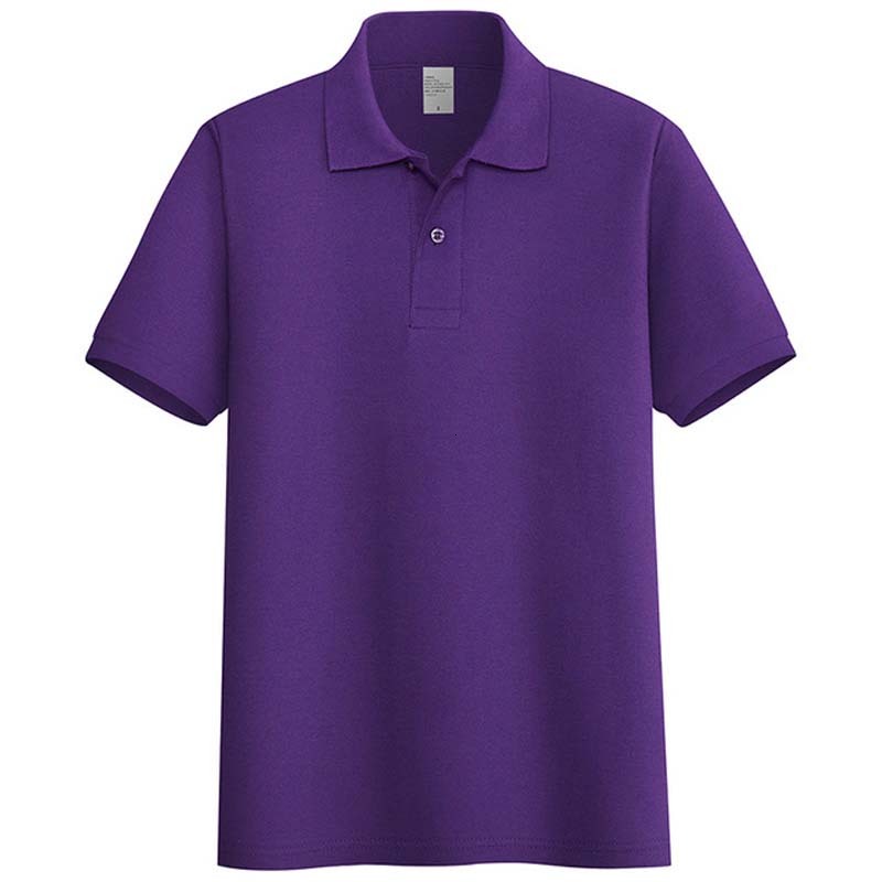 

2021 New Brand Button Clothing Short-sleeved Summer Purple Men's Large Size Polo Shirt Anti-wrinkle 08aj, 3polo-fen