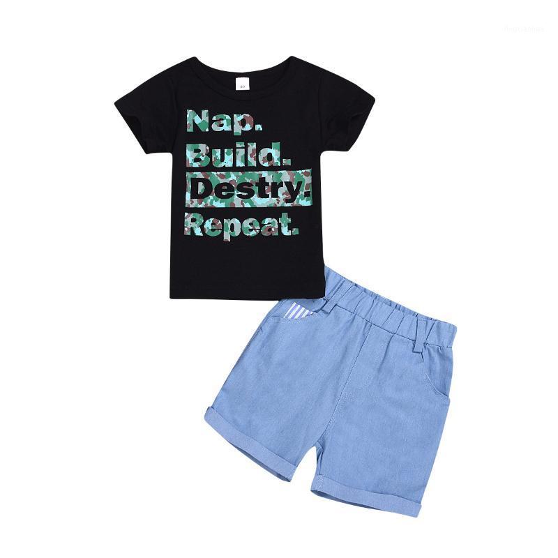 

Summer Boy Set Letter Print Black Vest + Shorts Sets for Kids Fashion Children Suit Casual Boys Clothes1