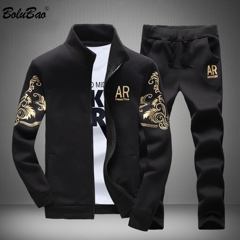 

BOLUBAO Brand Men Casual Sets Autumn New Men's Jacket + Pants Tracksuit Fashion Print Sportswear Zipper Suit Male 201201, Blue