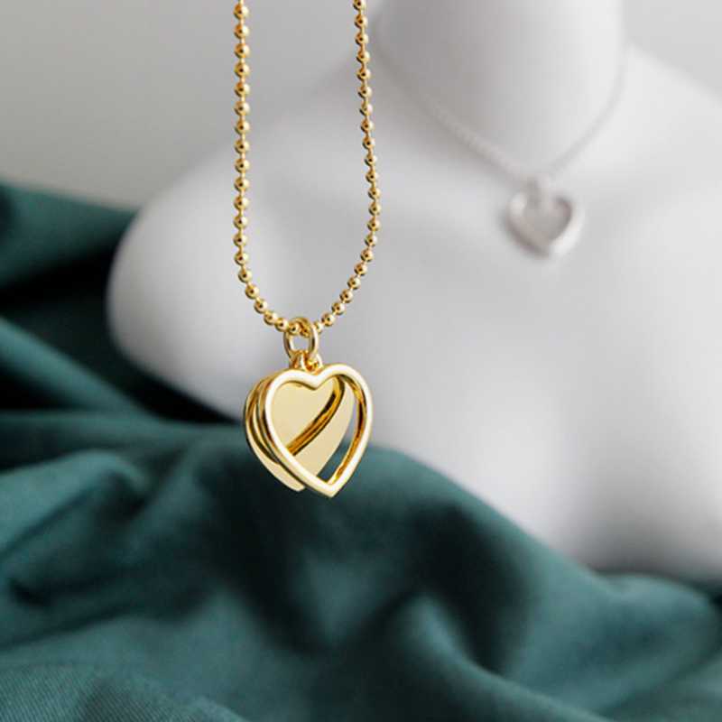 

Trendy Pendant Chain Necklace Silver Simple Short Clavicle Chain Golden Heart Pendant Necklace Woman Party Birthday Jewelry
