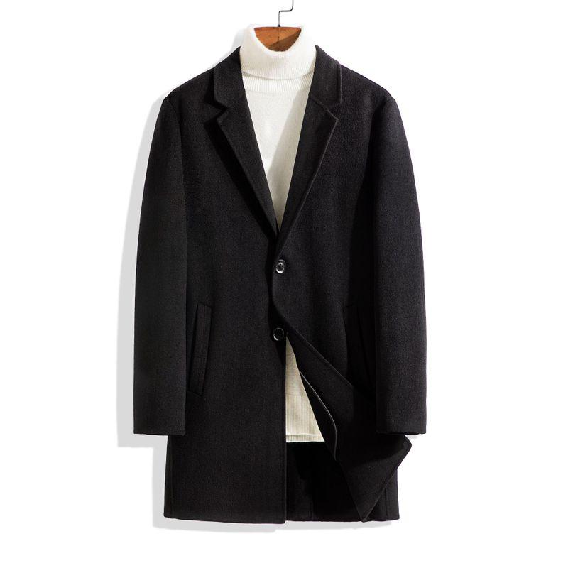 

SiQi long new double-sided Male cashmere coat in long business casual cloth coat male, Black