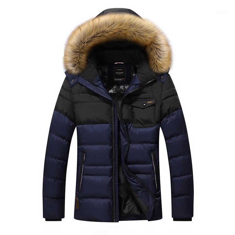 

Men's Down & Parkas Wholesale- Thickening Winter Jacket Men Brand-Clothing Casual Outerwear Parka Coats Warm Fur Collar Zipper Garment DJ074, Black