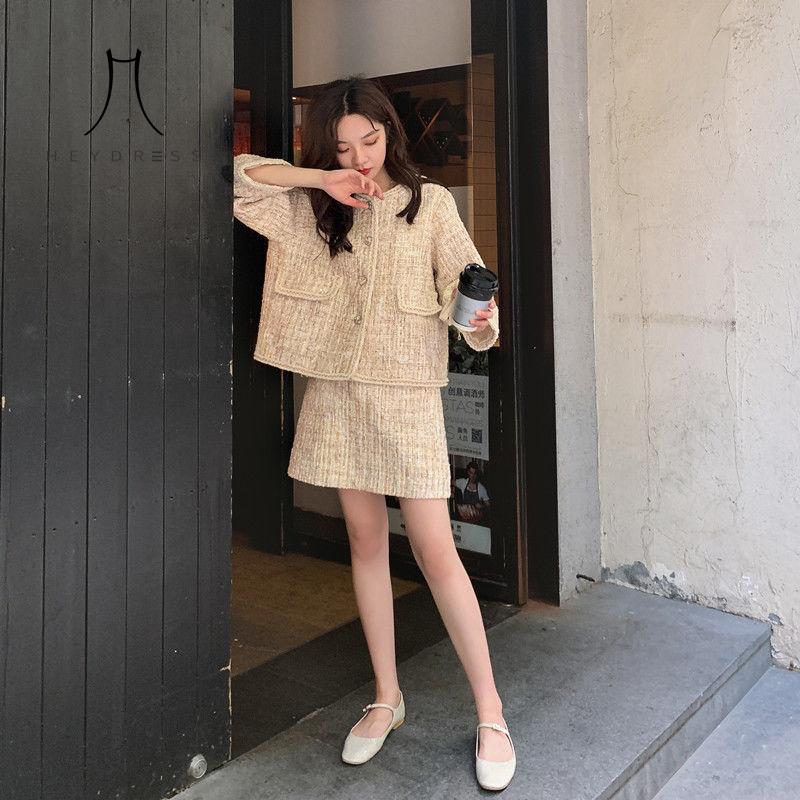 

Heydress 2020 Autumn Fashion Women Elegant Wool Coat Office Lady Solid Two Piece Set Female Pocket Jacket Single Breasted Coat, Black