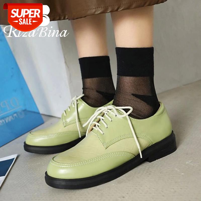 

RIZABINA Size 34-42 New Arrival Flats Shoes Women Lace Up Round Toe Casual Daily Spring Shoes Woman Home Office Lady Footwear #Ht5S, Black