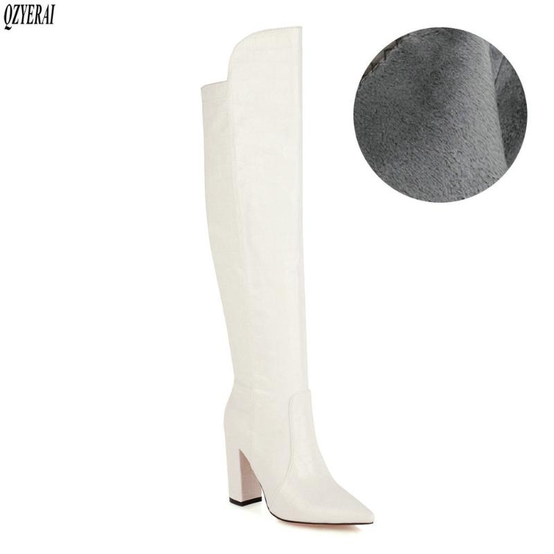 

New winter style women shoes Knee high boots boots women Stone grain fashion Female snow Size 34-48, Red
