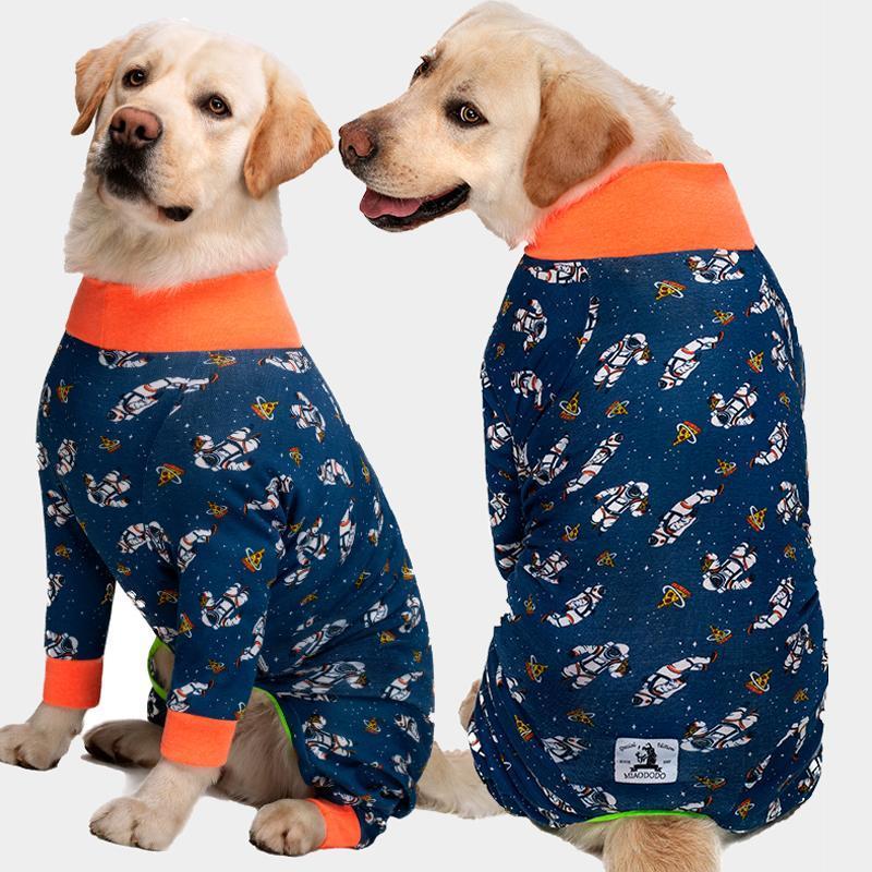 

High elasticity Female Male Dog Jumpsuit Pure Cotton Dog Pullover Anti-hair Removal Clothes for Large Dogs Labrador Costume1, Blue