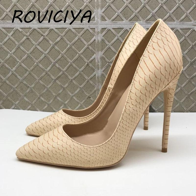 

Apricot 12cm Women Pumps Pointed Toe Sexy Thin Heels Pumps Shoes Woman Wedding Party Stiletto Plus Size YG015 ROVICIYA, 8cm
