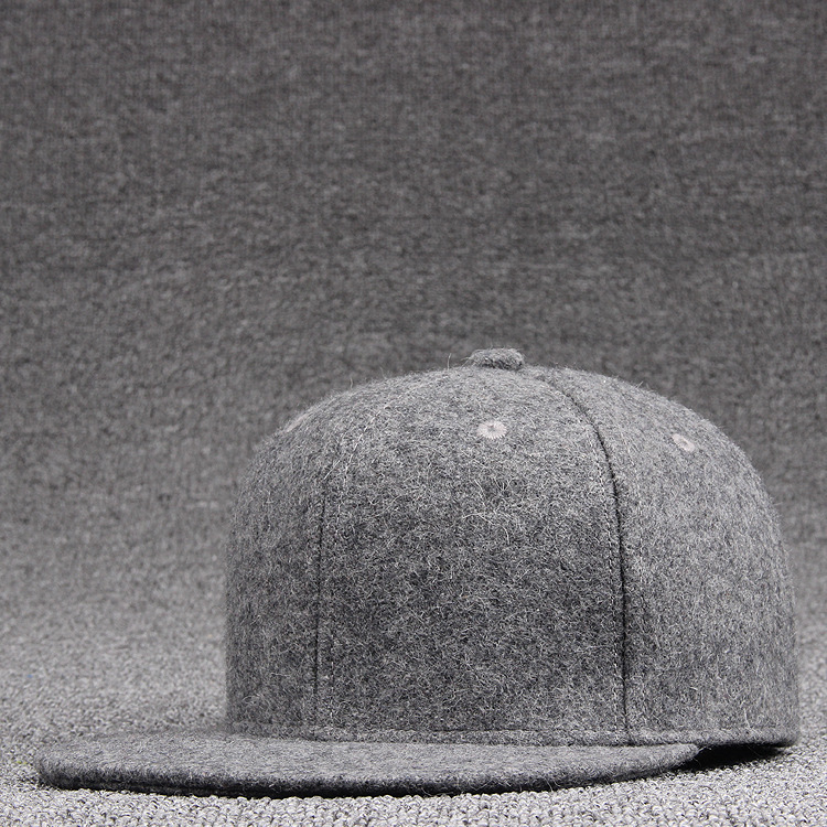 

Adult Top Quality Wool Felt Snapback Caps Winter Hip Hop Bboy Flat Peaked Cap Solid Skateboard Hat Men Woolen Baseball Hats 201026, Light gray