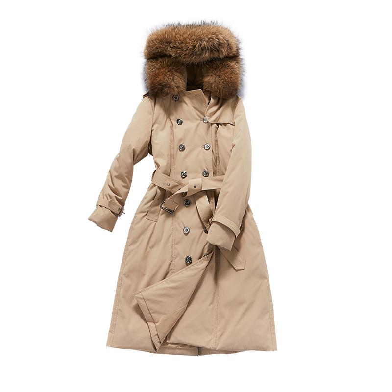 

Long windbreaker down jacket 2021 new women' middle school long style over the knee to ankle super waist tie coat, See chart