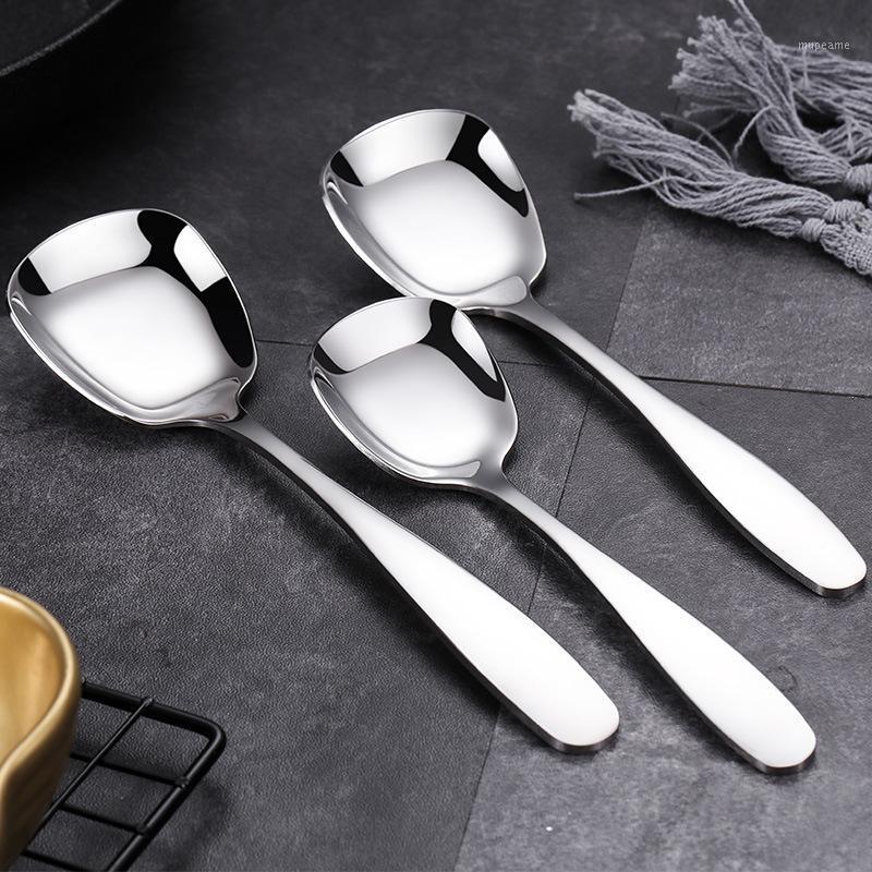 

Stainless Steel Rice Spoon S M L Square Spoon Ladle Dessert Ice Cream Table for Kids Restaurant Kitchen Tableware1