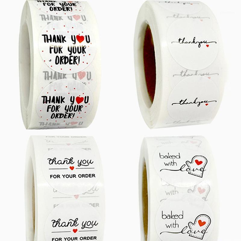

500Pcs/Roll Christmas Decoration Nice Gift Multi Purpose for Package Stationery White Thank You Sticker Round Shape Label Paper1
