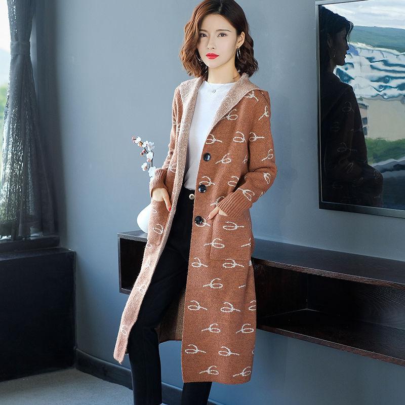 

Autumn Winter Knitted Water Velvet Sweater Women Korean Long Cardigan Sweater Women Jacket Imitation Velvet printing Coat, Yellow