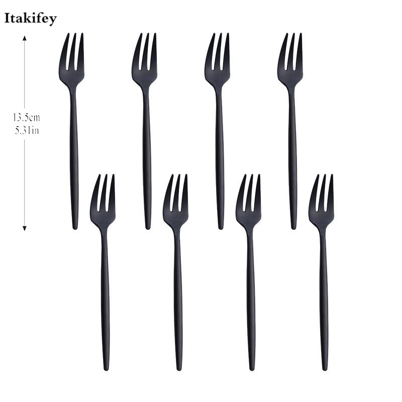 

6Pcs Stainless Steel White Gold Fruit Fork Set Rainbow Dessert Thicken Forks Cake Snack Gold Small Salad Fork Drop Shipping