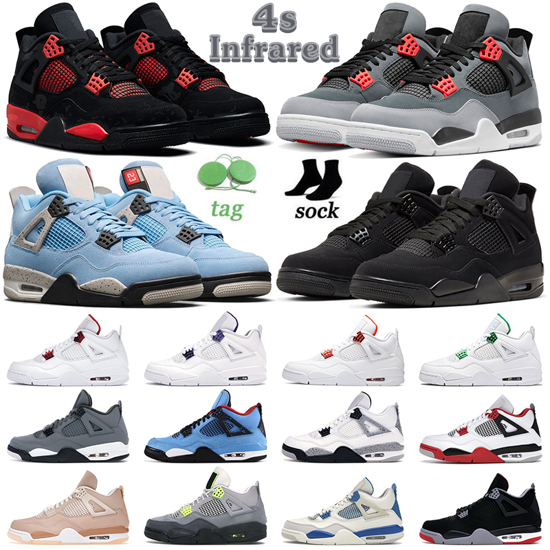 

4 4s Jumpman Basketball Shoes For Men Women Infrared Fire Red Thunder Black Cat Bred Motosports University Blue White Oreo Mens Trainers, Fear pack