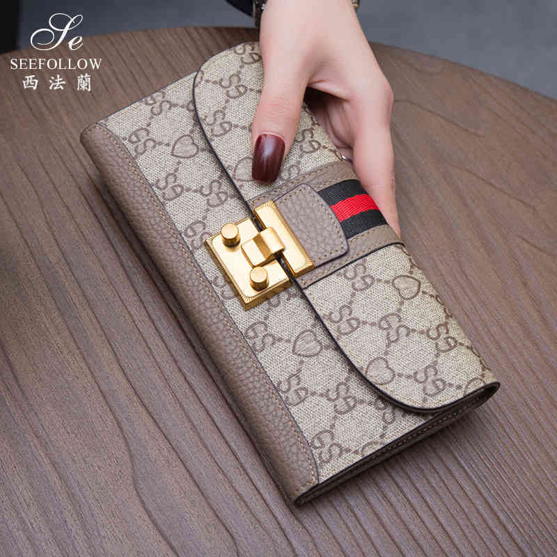 

new women's wallet long leather multifunctional large capacity cowhide simple and versatile hand Wallet purse, Black