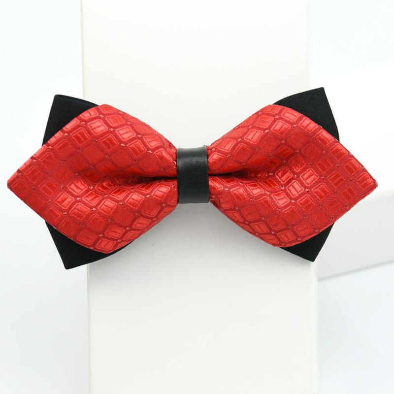 

British Style Men's Formal Dress Wedding Red Bowtie Korean Pointed Double-layer Multi-color Bow Tie Gifts for Men Accessories