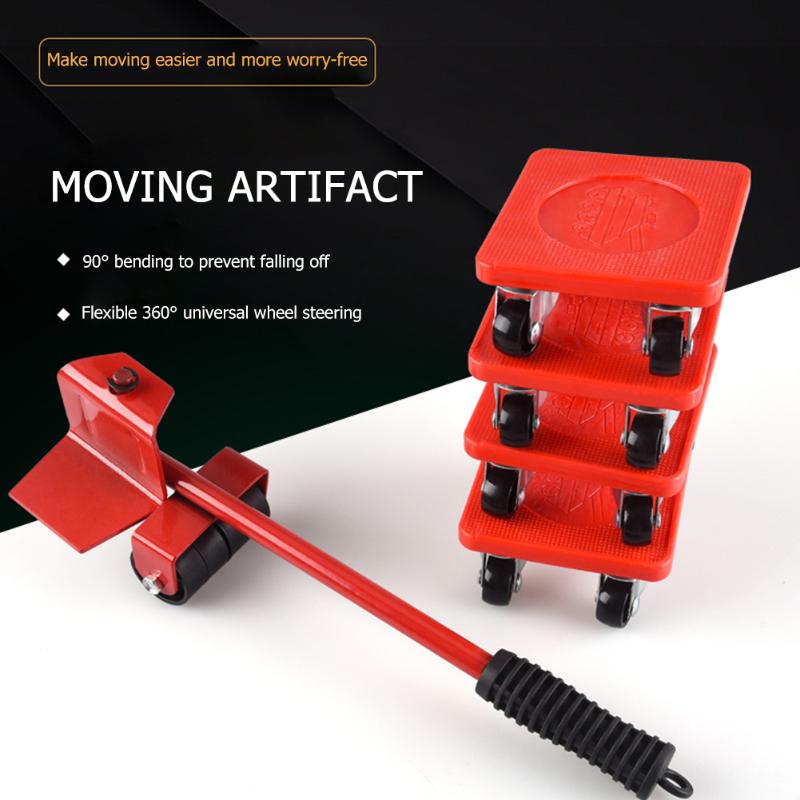 

5Pcs/set Furniture Transport Lifter Tool Set Furniture Mover Wheel Bar Roller Device Professional Heavy Stuffs Moving Hand Tools