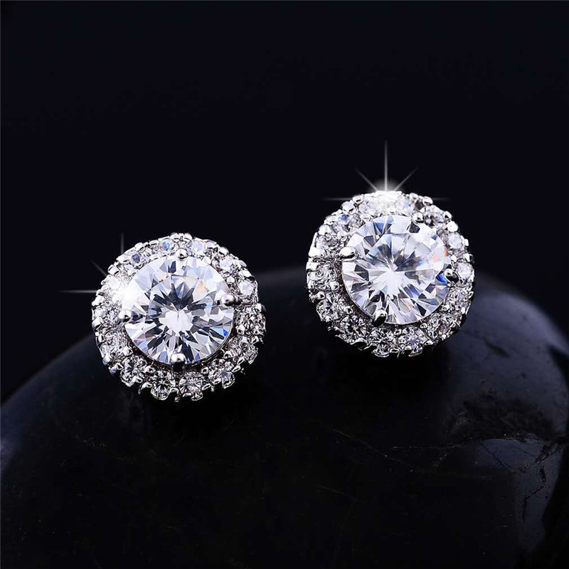 

Super New Arrival Best Friends 18K White Gold Plated Studs Earings Big Diamond Earrings for Women Zircon Earrings