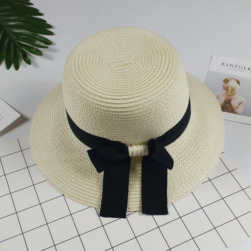 

New Product Straw Hats Ma'am Leisure Go On A Journey Bow Straw Hat Outdoors On Vacation Sunscreen Will Eaves Sun Hat, White